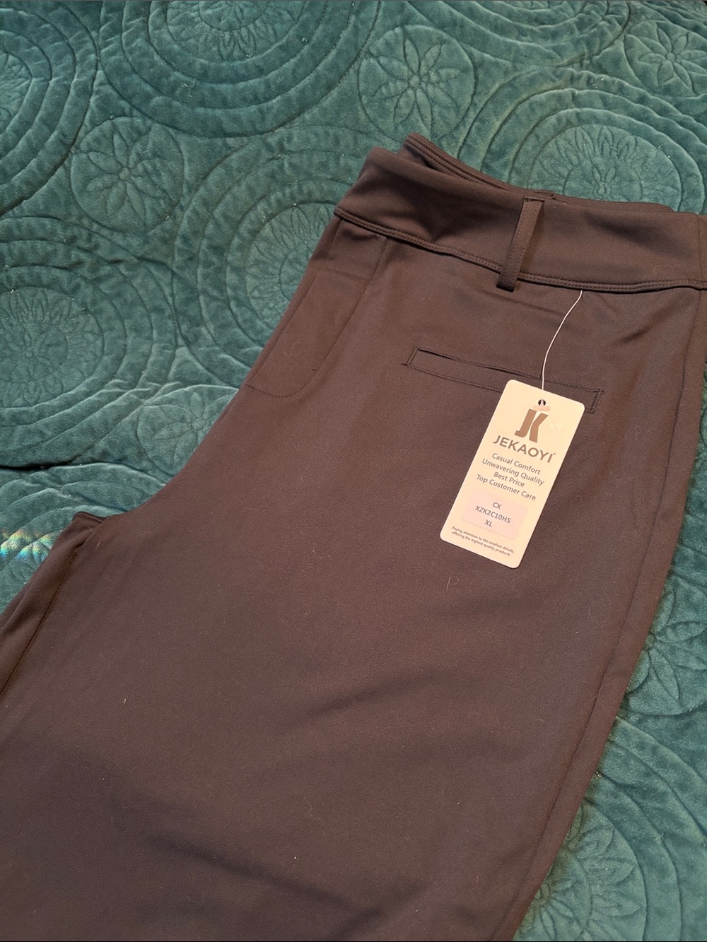 JEKAOYI Black Stretch Pull-On Dress Pants